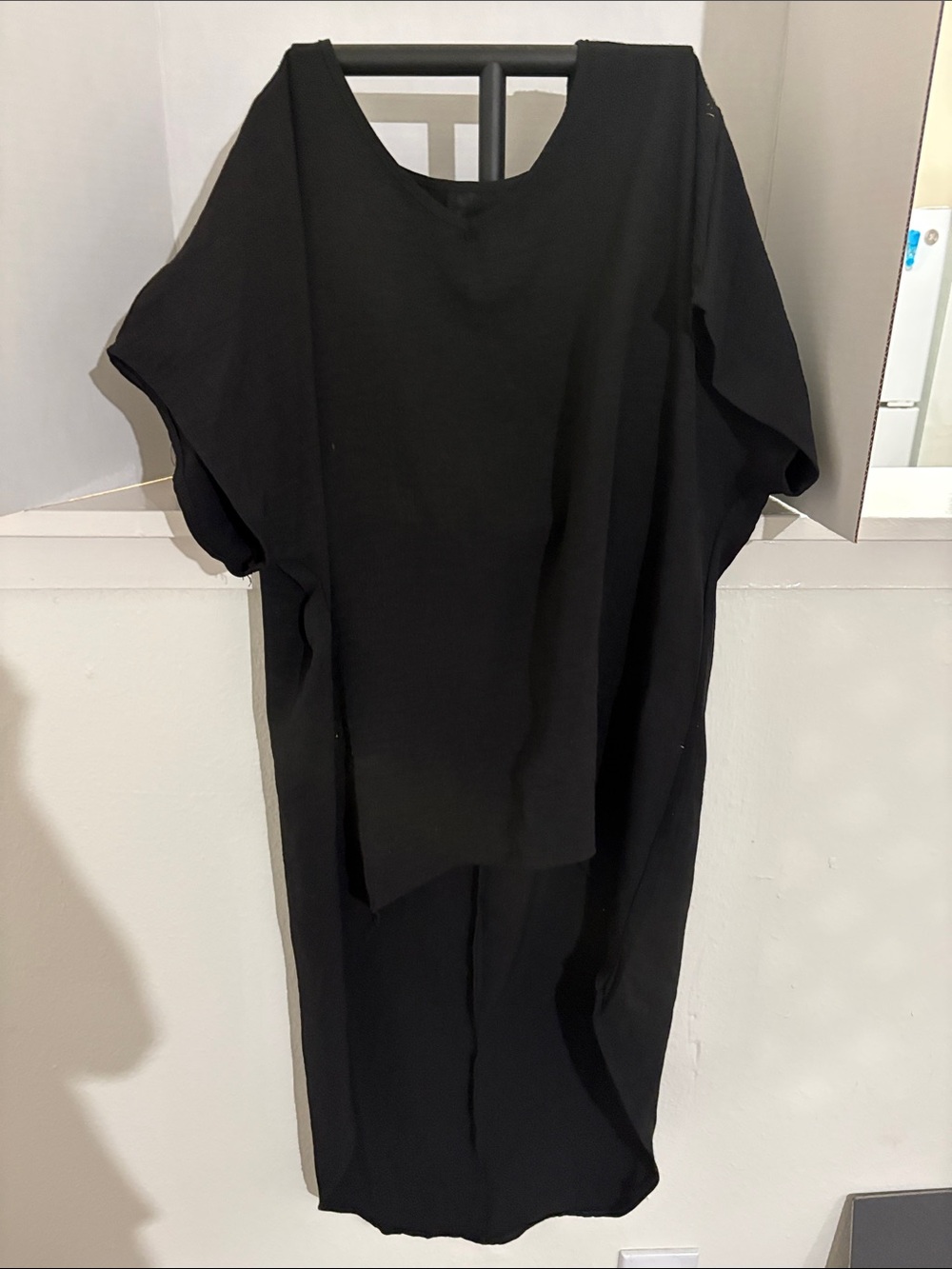 Women's Black Oversized Short-Sleeve Blouse